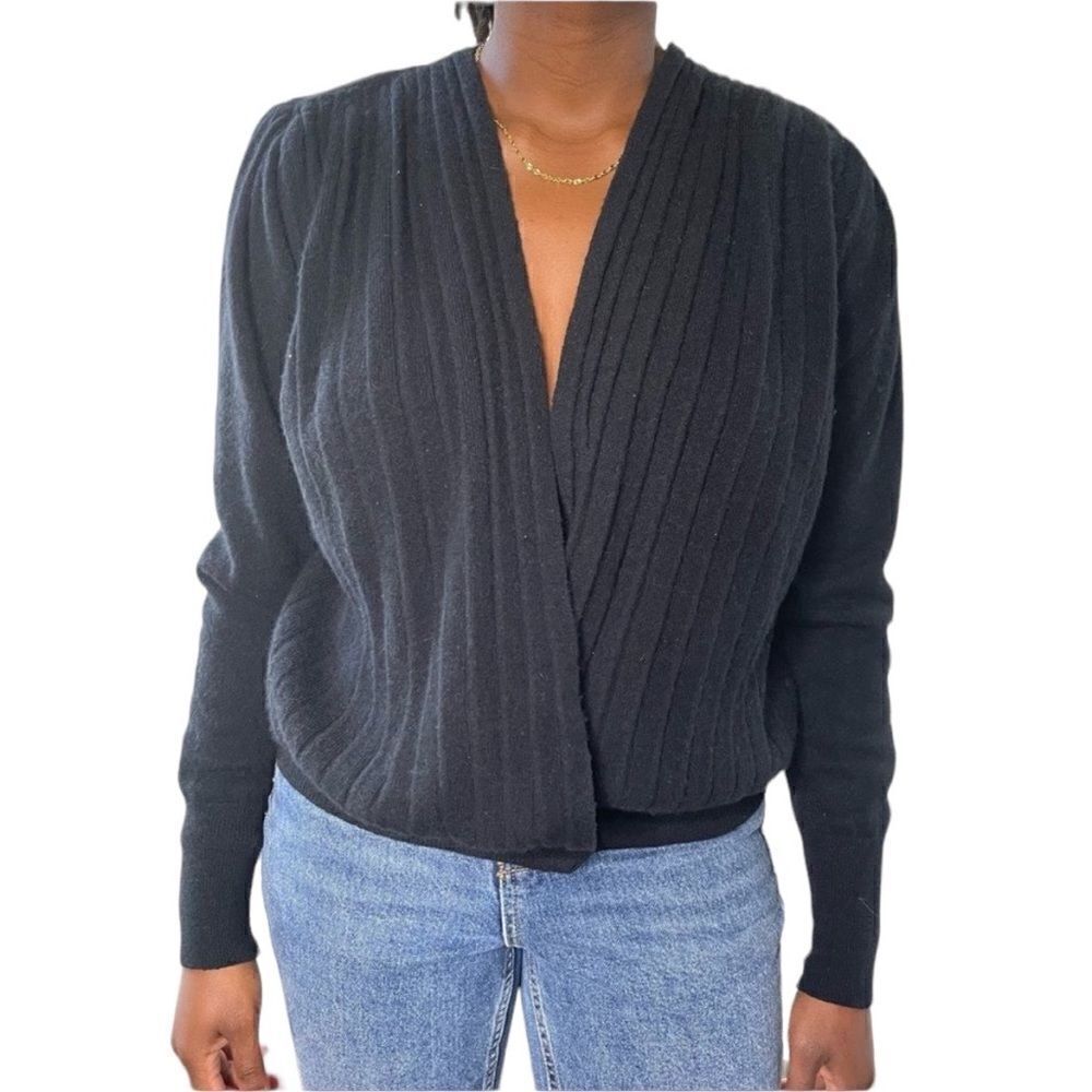 Norman Mayer Vintage Lambswool Angora Rabbit Deep V-Neck cardigan Sweater